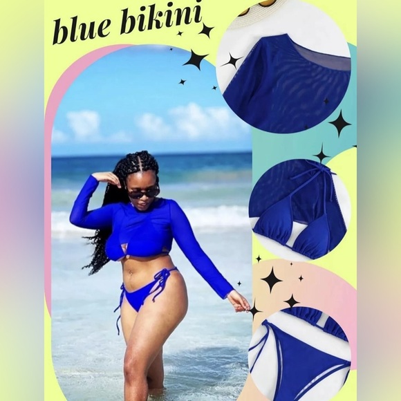 Ella Lust 3 Pcs Swimsuit . NWOT still sanitary taped black Large Mesh cover - Picture 4 of 4